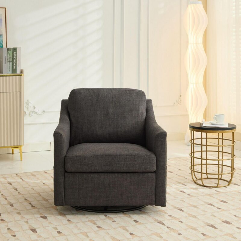 EXTRAUP Modern Dark Gray Swivel Accent Chair - Image 4
