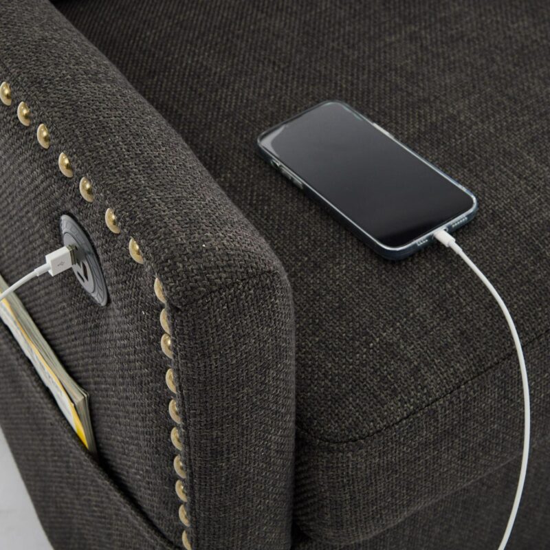 EXTRAUP Modern Dark Gray Swivel Accent Chair - Image 5