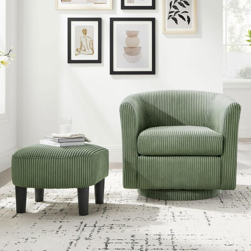 EXTRAUP Modern Green Swivel Accent Chair - Image 5