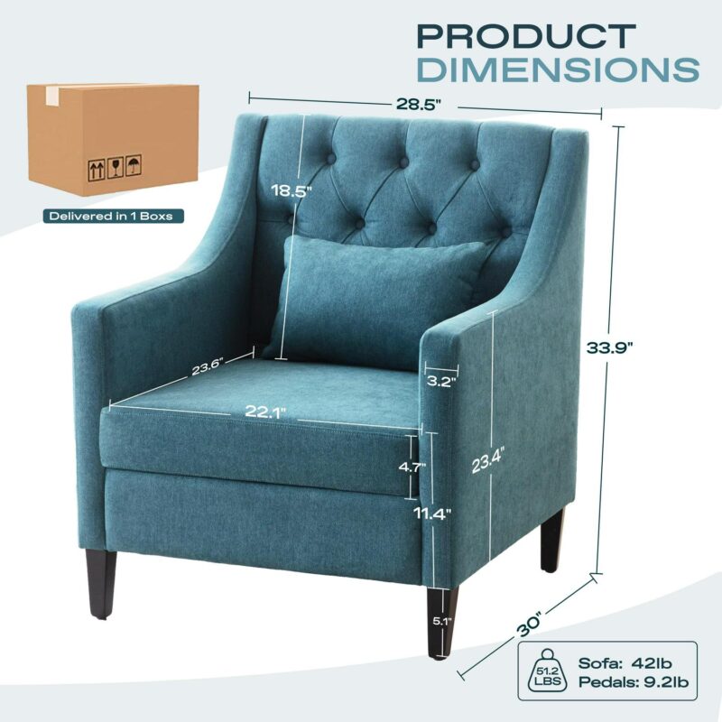 EXTRAUP Modern Teal Accent Chair - Image 3