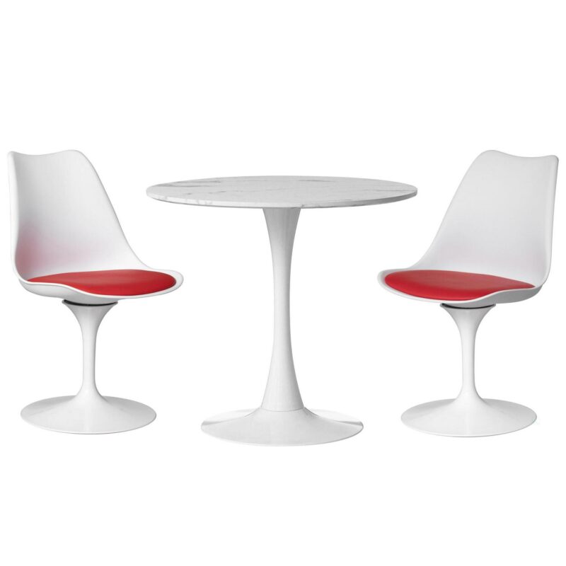 FABULAXE 2 Modern Red Swivel Accent Chair - Image 3