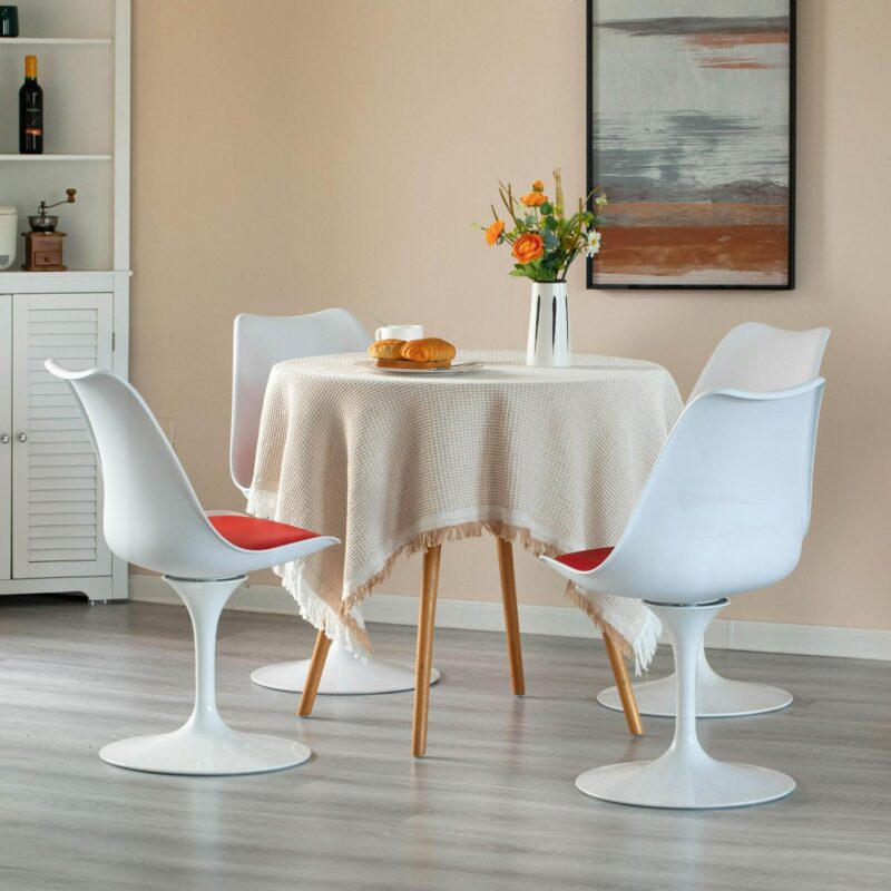 FABULAXE 2 Modern Red Swivel Accent Chair - Image 5