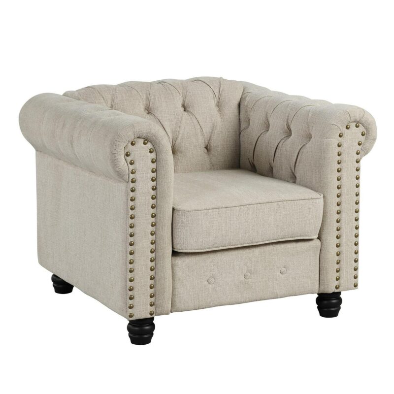 FARATI Modern BEIGE Linen Accent Chair - Image 3