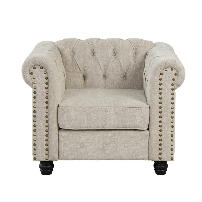 FARATI Modern BEIGE Linen Accent Chair - Image 2