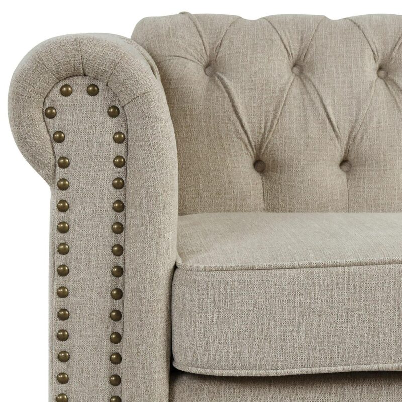 FARATI Modern BEIGE Linen Accent Chair - Image 7