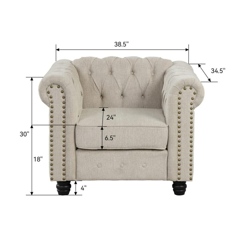 FARATI Modern BEIGE Linen Accent Chair - Image 6