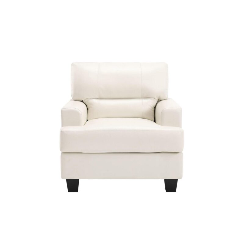 FARATI Modern White Faux leather Accent Chair
