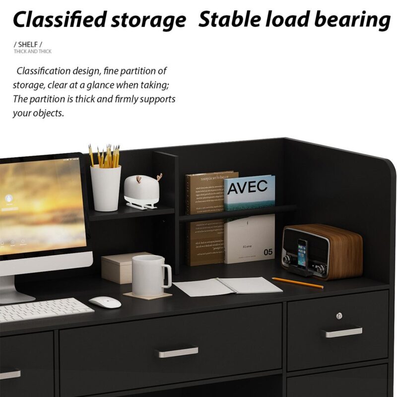 FUFU&GAGA 21.5-Inches Black Modern/Contemporary Reception desk Hutch Included - Image 5