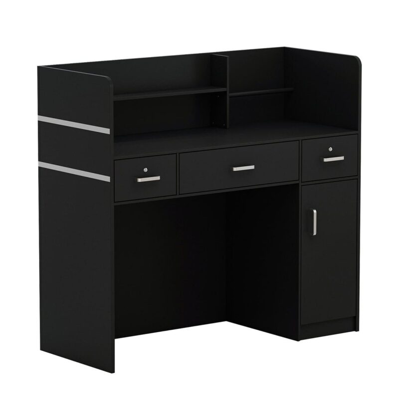 FUFU&GAGA 21.5-Inches Black Modern/Contemporary Reception desk Hutch Included - Image 8