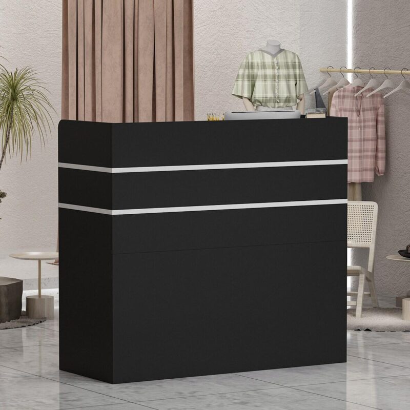 FUFU&GAGA 21.5-Inches Black Modern/Contemporary Reception desk Hutch Included - Image 7