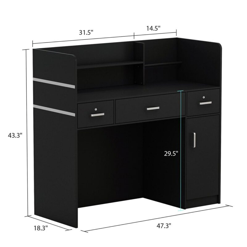 FUFU&GAGA 21.5-Inches Black Modern/Contemporary Reception desk Hutch Included - Image 9