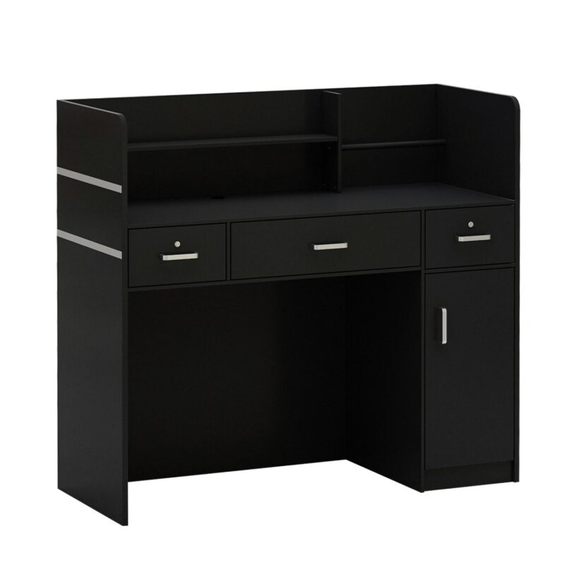 FUFU&GAGA 47.2-Inches Black Modern/Contemporary Reception desk Hutch Included - Image 3