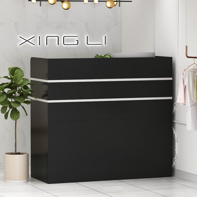 FUFU&GAGA 47.2-Inches Black Modern/Contemporary Reception desk Hutch Included