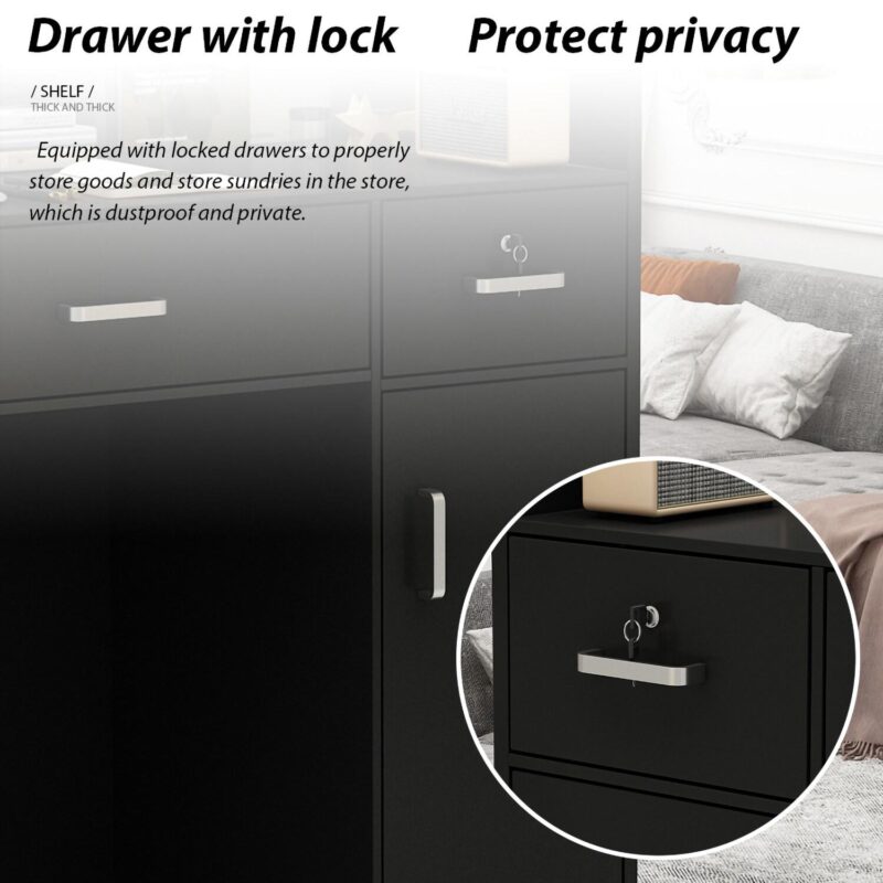 FUFU&GAGA 47.2-Inches Black Modern/Contemporary Reception desk Hutch Included - Image 9