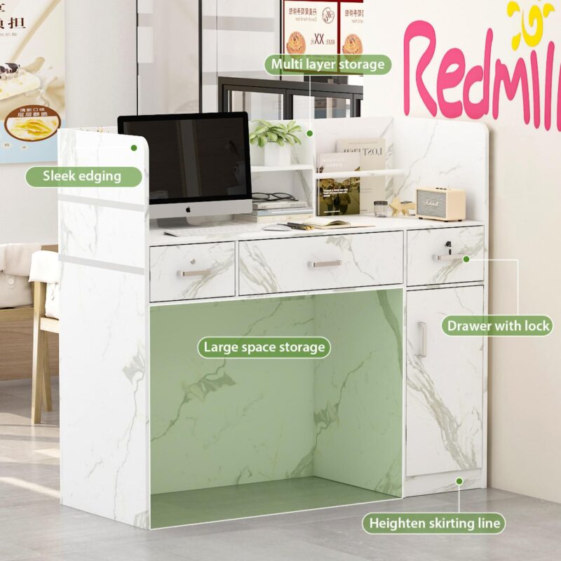 FUFU&GAGA 47.3-Inches Multiple colors/finishes Modern/Contemporary Reception desk Hutch Included - Image 11