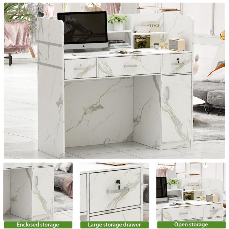 FUFU&GAGA 47.3-Inches Multiple colors/finishes Modern/Contemporary Reception desk Hutch Included - Image 13