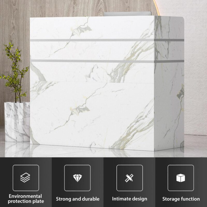 FUFU&GAGA 47.3-Inches Multiple colors/finishes Modern/Contemporary Reception desk Hutch Included - Image 4