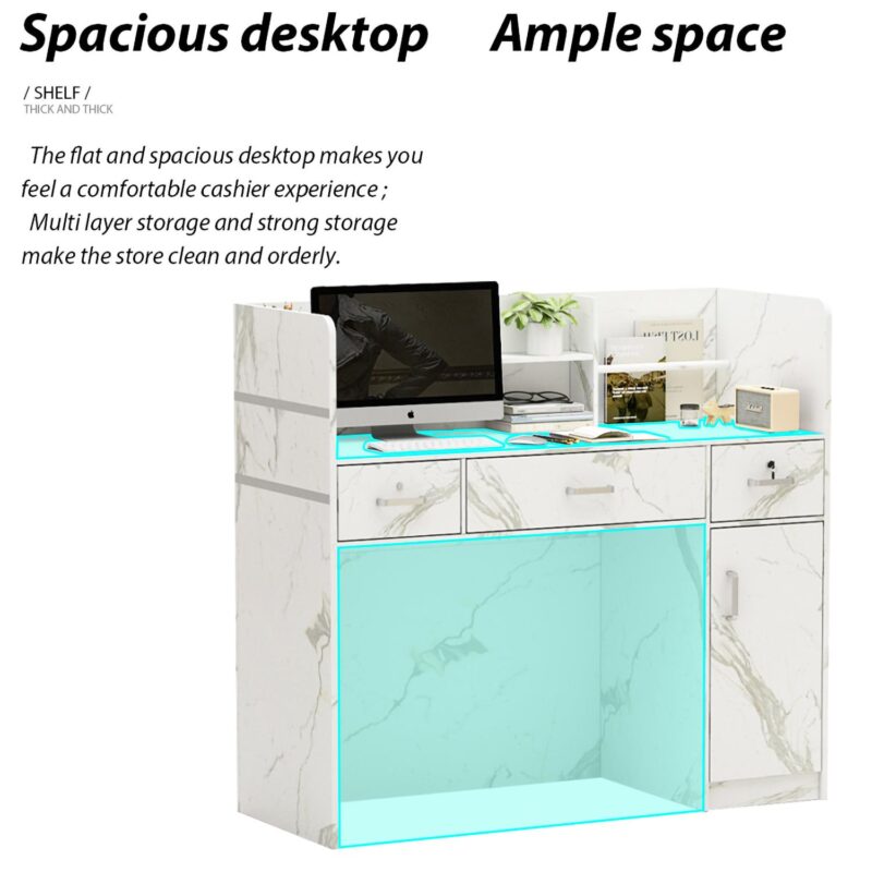 FUFU&GAGA 47.3-Inches Multiple colors/finishes Modern/Contemporary Reception desk Hutch Included - Image 5