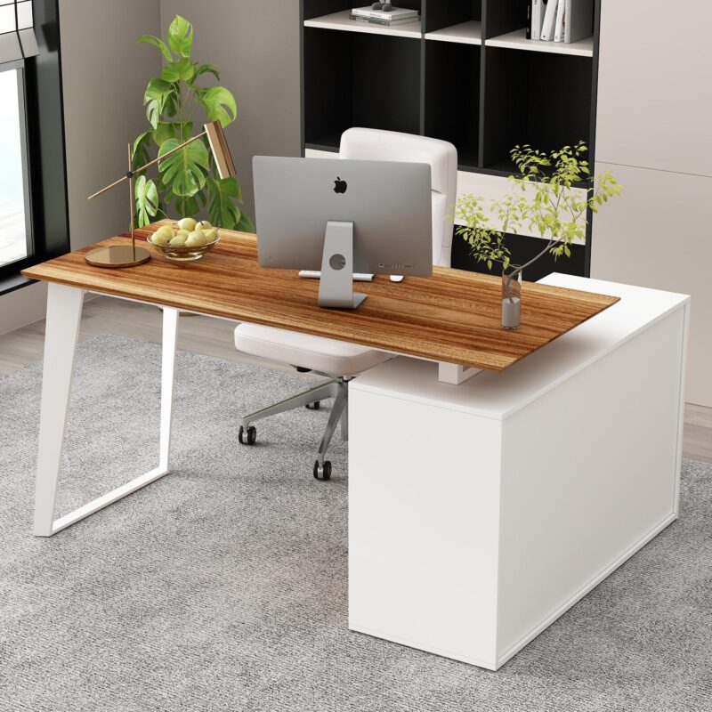 FUFU&GAGA 54.3-Inches Multiple colors/finishes Modern/Contemporary Executive desk Hutch Included