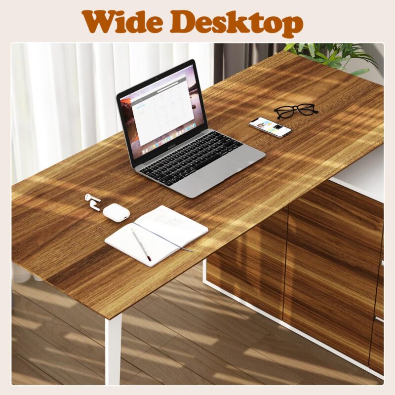 FUFU&GAGA 54.3-Inches Multiple colors/finishes Modern/Contemporary Executive desk Hutch Included - Image 5