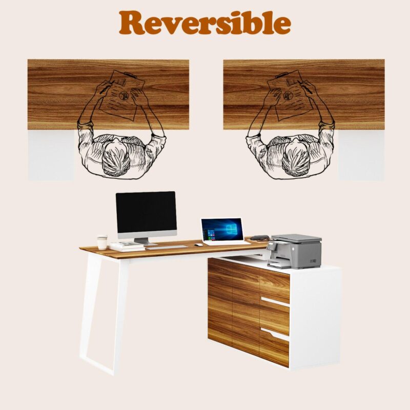 FUFU&GAGA 54.3-Inches Multiple colors/finishes Modern/Contemporary Executive desk Hutch Included - Image 11