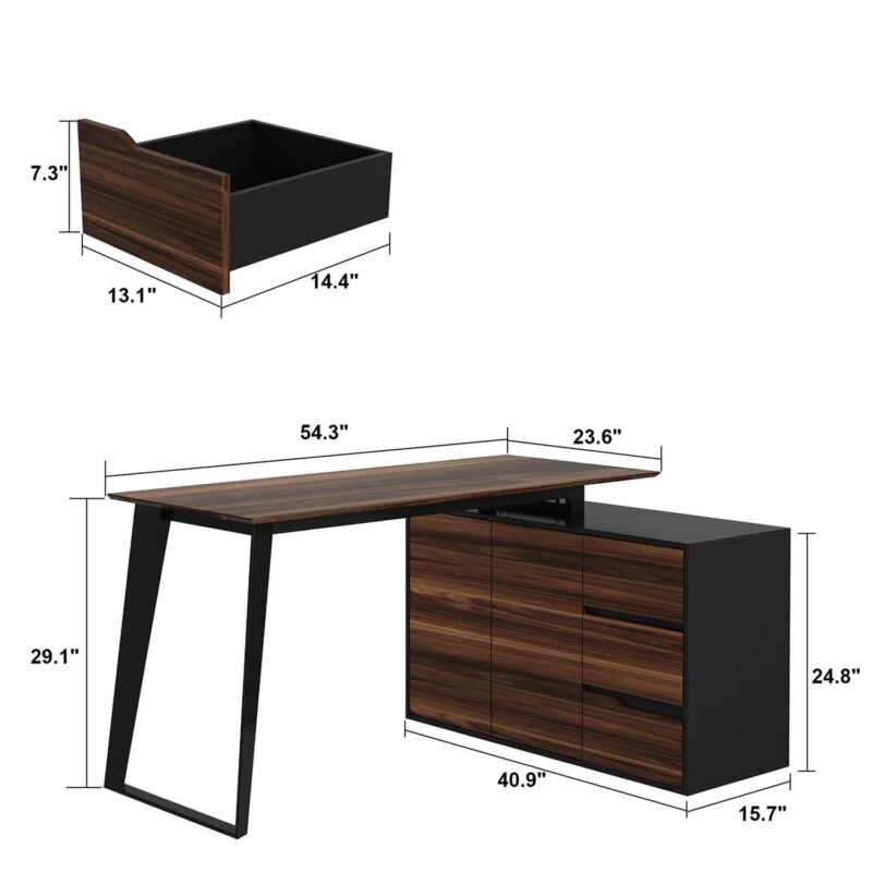 FUFU&GAGA 54.3-Inches Multiple colors/finishes Modern/Contemporary Executive desk Hutch Included - Image 12