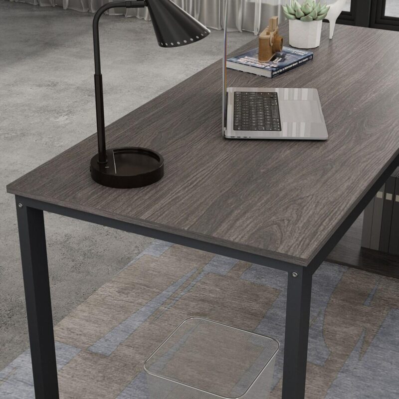 FUFU&GAGA 55.1-Inches Gray Modern/Contemporary L-shaped desk Hutch Included - Image 5