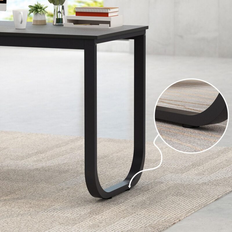 FUFU&GAGA 55.1-Inches Black Modern/Contemporary Executive desk Hutch Included - Image 4