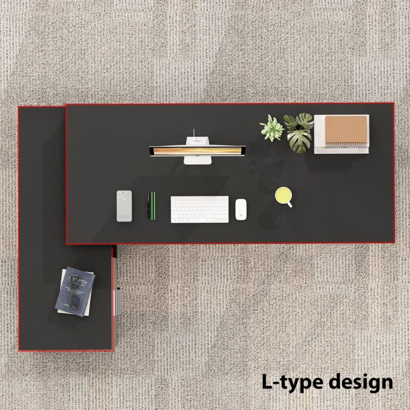 FUFU&GAGA 55.1-Inches Black Modern/Contemporary Executive desk Hutch Included - Image 5