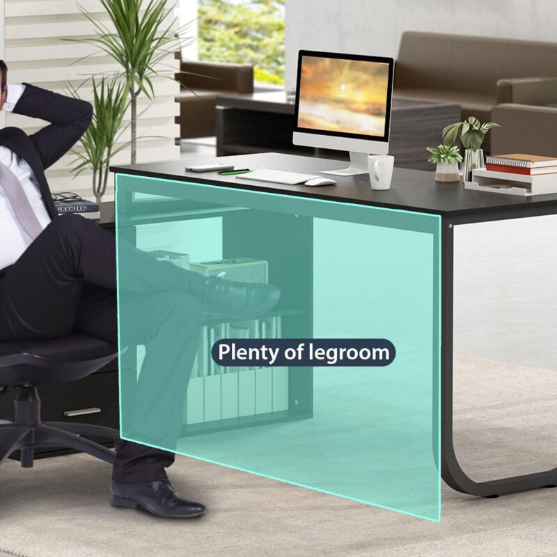 FUFU&GAGA 55.1-Inches Black Modern/Contemporary Executive desk Hutch Included - Image 8