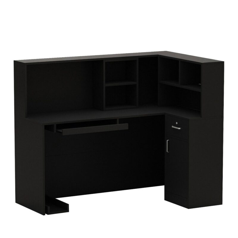 FUFU&GAGA 55.9-in Black Modern/Contemporary Reception desk Hutch Included - Image 3