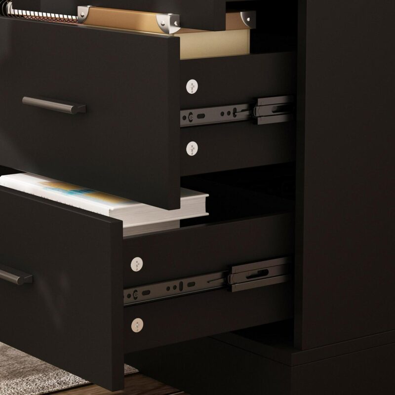 FUFU&GAGA 63-in Brown Modern/Contemporary L-shaped desk Hutch Included - Image 8