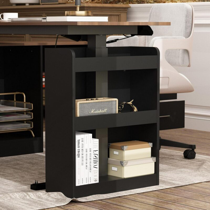 FUFU&GAGA 63-in Brown Modern/Contemporary L-shaped desk Hutch Included - Image 10