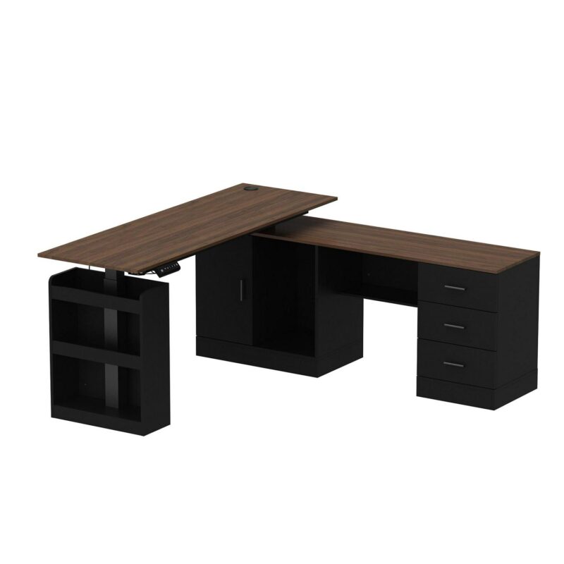 FUFU&GAGA 63-in Brown Modern/Contemporary L-shaped desk Hutch Included - Image 6