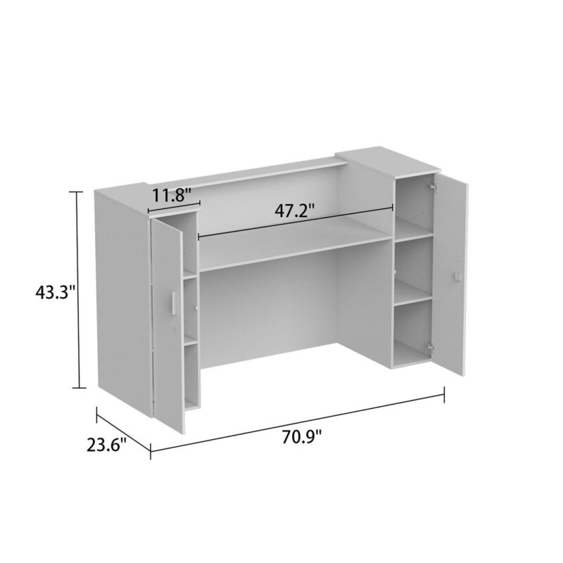 FUFU&GAGA 70.9-Inches Multiple colors/finishes Modern/Contemporary Reception desk Hutch Included - Image 11