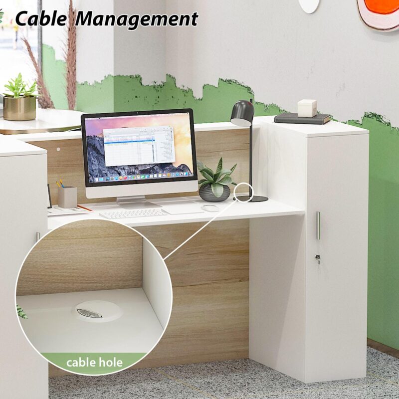 FUFU&GAGA 70.9-Inches Multiple colors/finishes Modern/Contemporary Reception desk Hutch Included - Image 4