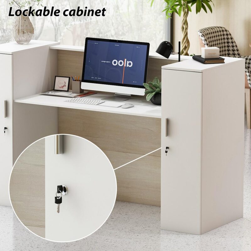FUFU&GAGA 70.9-Inches Multiple colors/finishes Modern/Contemporary Reception desk Hutch Included - Image 2