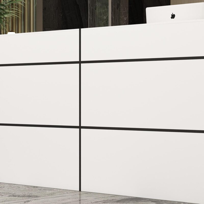 FUFU&GAGA 86.6-Inches White Modern/Contemporary Reception desk Hutch Included - Image 7