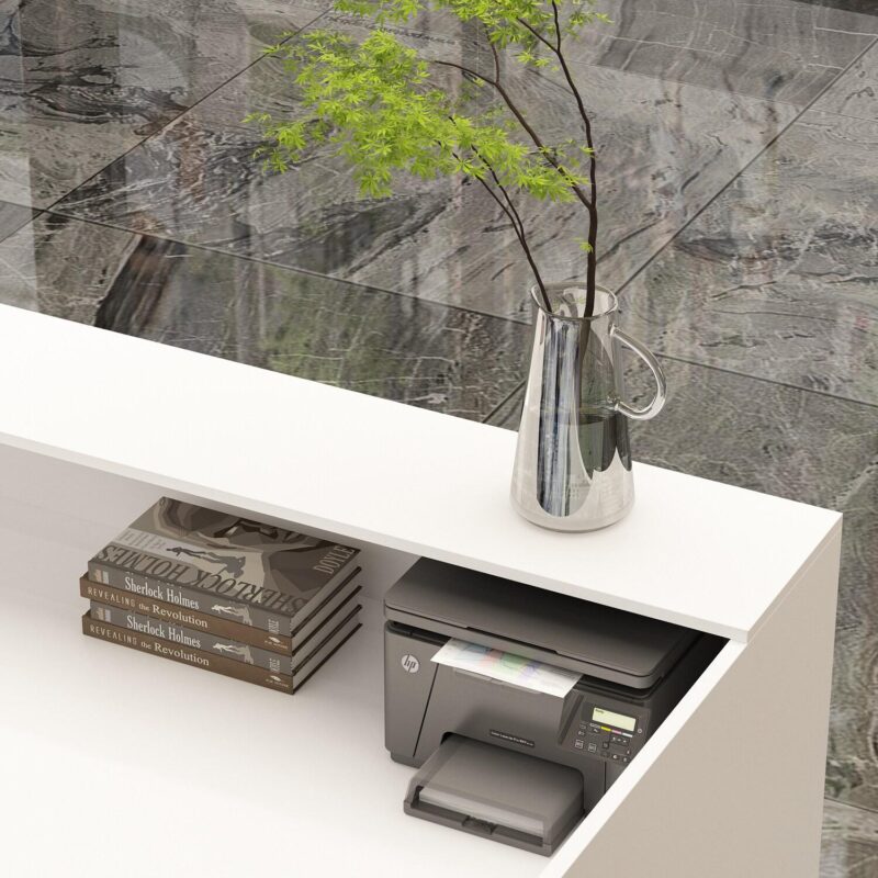 FUFU&GAGA 86.6-Inches White Modern/Contemporary Reception desk Hutch Included - Image 9