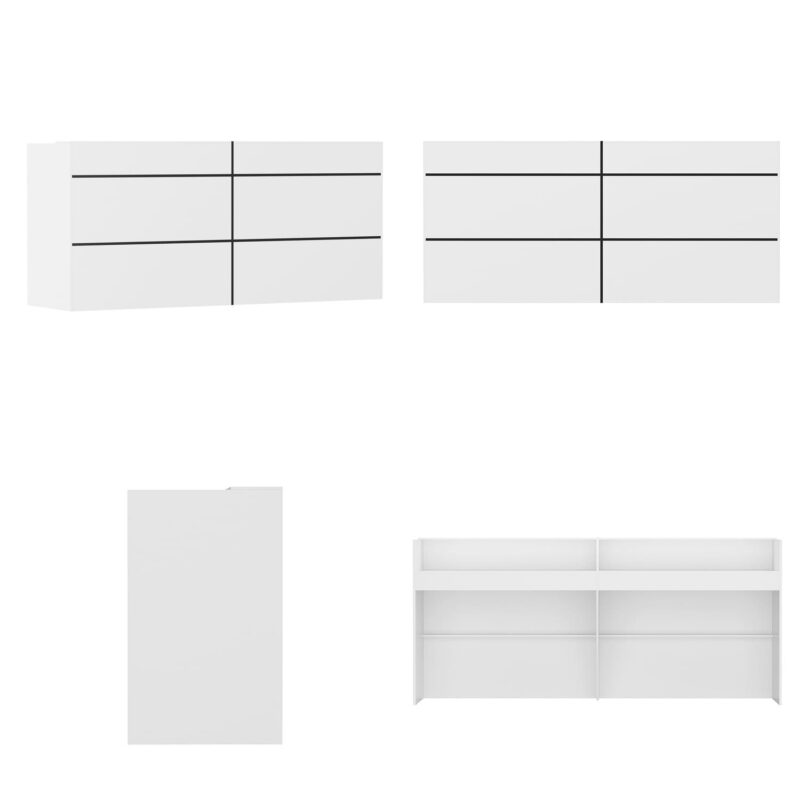 FUFU&GAGA 86.6-Inches White Modern/Contemporary Reception desk Hutch Included - Image 7
