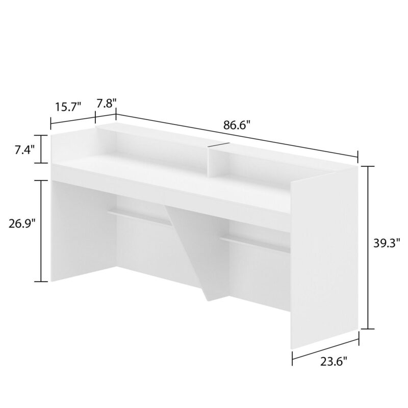 FUFU&GAGA 86.6-Inches White Modern/Contemporary Reception desk Hutch Included - Image 11