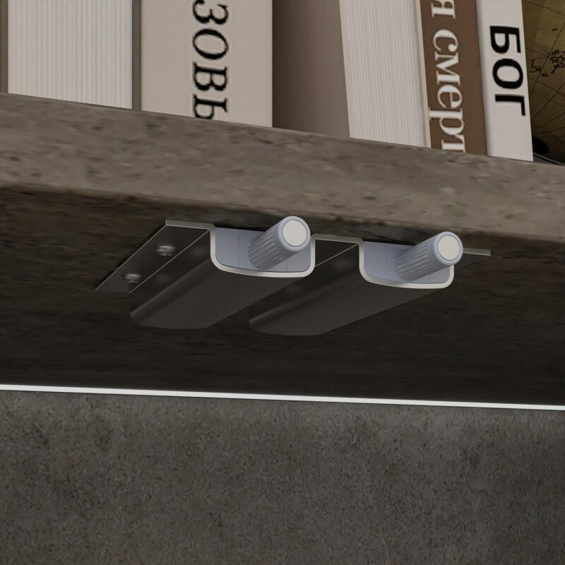 FUFU&GAGA Gray MDF 5 -Shelf Bookcase with Doors ( 27.6-Inches W x 72.4-Inches H x 13.8-Inches D ) Finished - Image 7