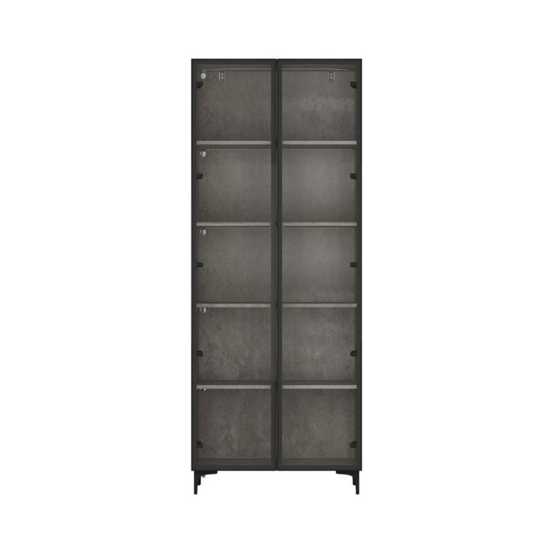 FUFU&GAGA Gray MDF 5 -Shelf Bookcase with Doors ( 27.6-Inches W x 72.4-Inches H x 13.8-Inches D ) Finished - Image 5