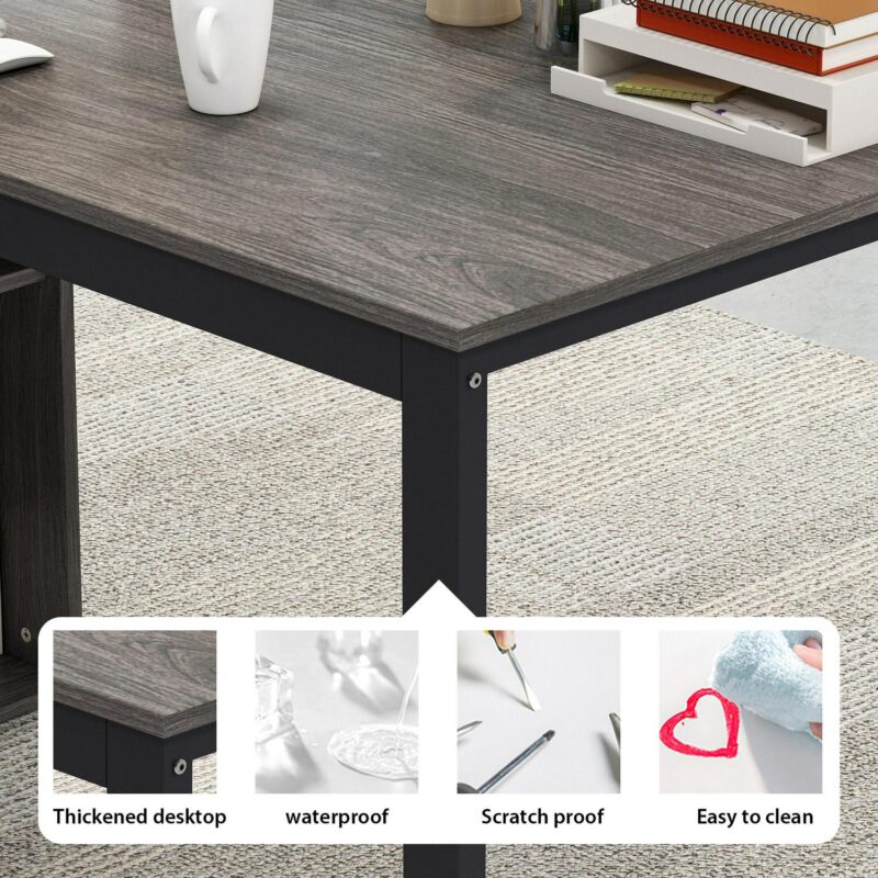 FUFU&GAGA L-shaped Desk 55.1-Inches Black Modern/Contemporary Computer desk Hutch Included - Image 5