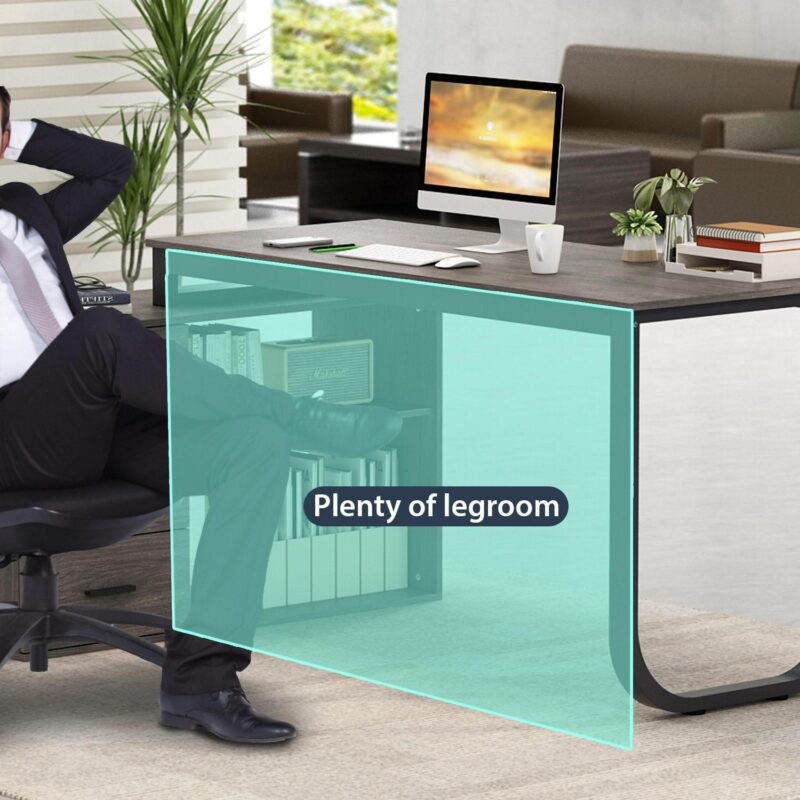 FUFU&GAGA L-shaped Desk 55.1-Inches Black Modern/Contemporary Computer desk Hutch Included - Image 6