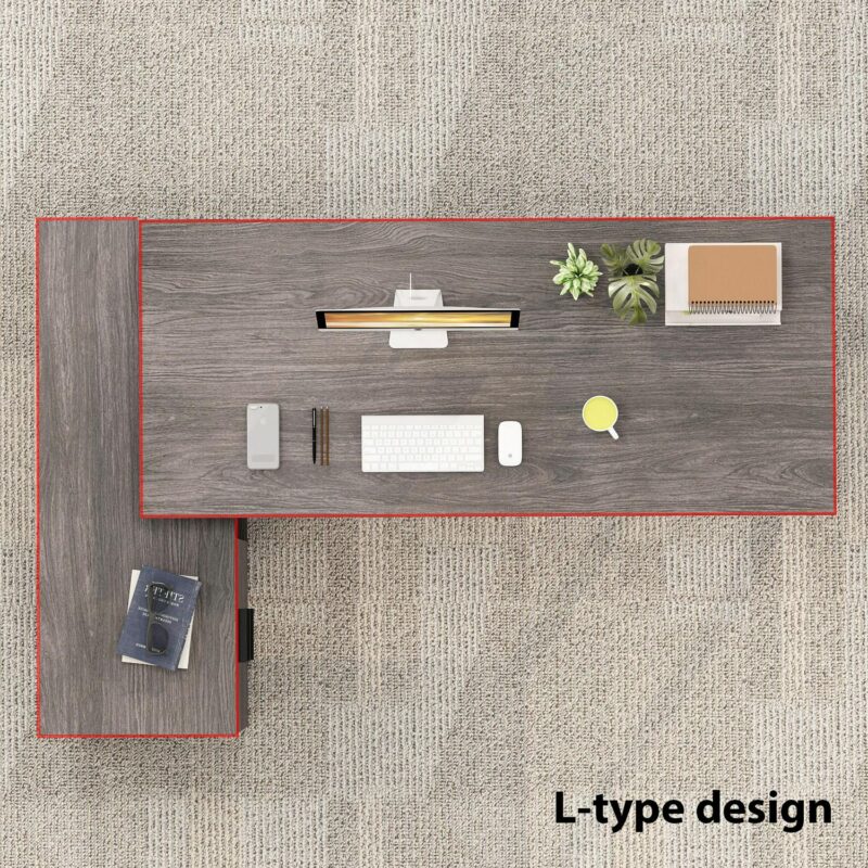 FUFU&GAGA L-shaped Desk 55.1-Inches Black Modern/Contemporary Computer desk Hutch Included - Image 9