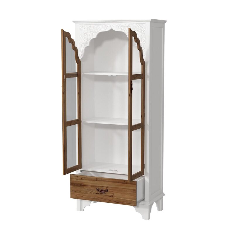 FUFU&GAGA White+Yellow MDF 3 -Shelf Bookcase with Doors ( 31.5-Inches W x 70.9-Inches H x 15.7-Inches D ) Finished - Image 7