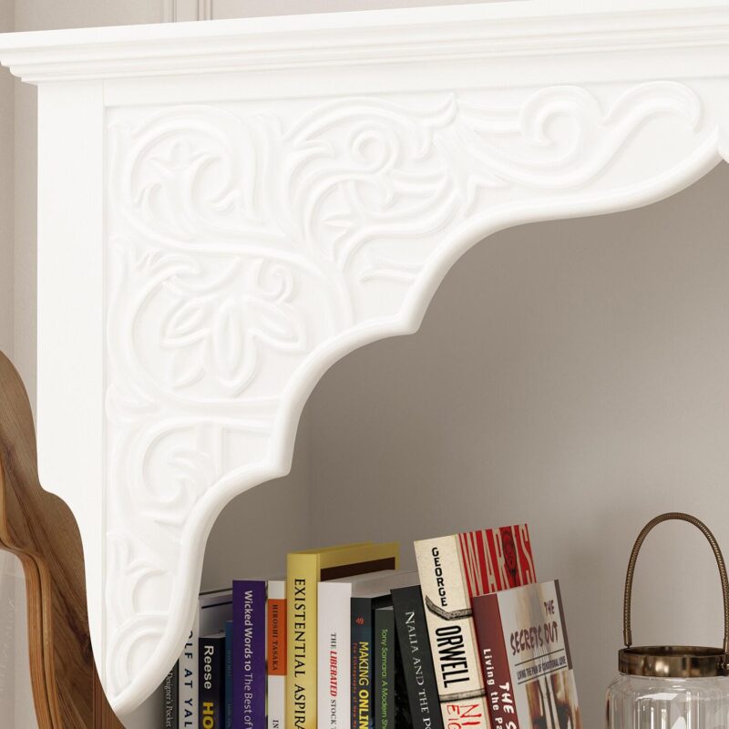 FUFU&GAGA White+Yellow MDF 3 -Shelf Bookcase with Doors ( 31.5-Inches W x 70.9-Inches H x 15.7-Inches D ) Finished - Image 13