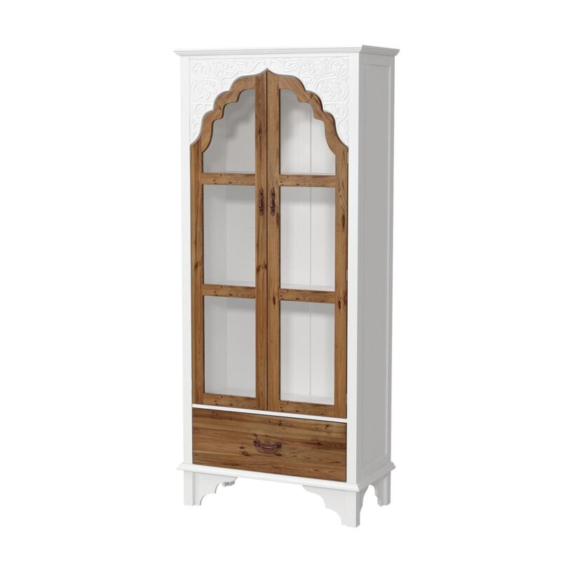 FUFU&GAGA White+Yellow MDF 3 -Shelf Bookcase with Doors ( 31.5-Inches W x 70.9-Inches H x 15.7-Inches D ) Finished - Image 6