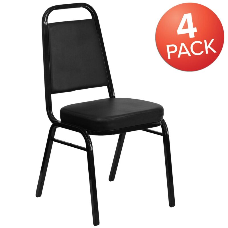 Flash Furniture 4 Modern Black Vinyl/Black Frame Vinyl Accent Chair - Image 3